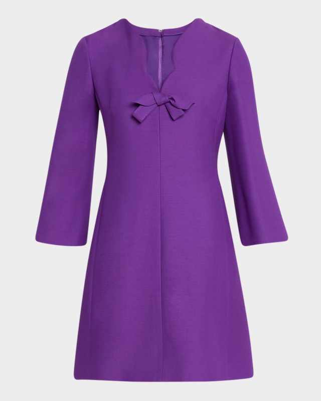 Scalloped-Neck Bow Mini Dress